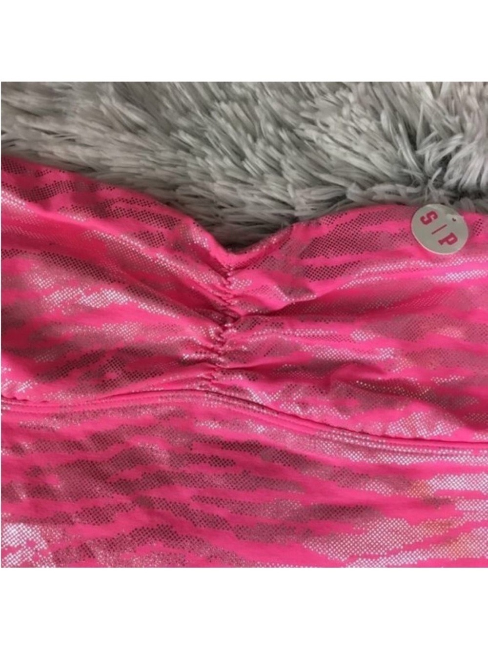 PINK Victoria’s Secret Metallic Pink Zebra Print Bandeau Tube Top Small - Picture 4 of 13